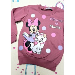 Детска блуза с Мини Маус и Котето Мари в цвят пудра