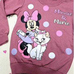 Детска блуза с Мини Маус и Котето Мари в цвят пудра Детска блуза с Мини Маус и Котето Мари в цвят пудра