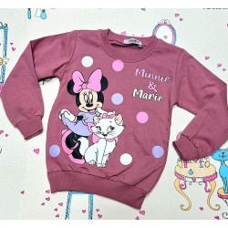 Детска блуза с Мини Маус и Котето Мари в цвят пудра