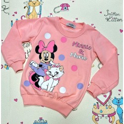 Детска блуза в прасковено розово с Мини и Котето Мари