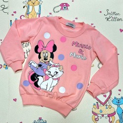 Детска блуза в прасковено розово с Мини и Котето Мари Детска блуза в прасковено розово с Мини и Котето Мари