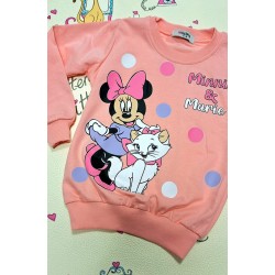 Детска блуза в прасковено розово с Мини и Котето Мари