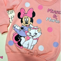 Детска блуза в прасковено розово с Мини и Котето Мари Детска блуза в прасковено розово с Мини и Котето Мари