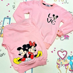 Детска блуза в розово с Мини и Мики Маус с весел гръб Детска блуза в розово с Мини и Мики Маус с весел гръб