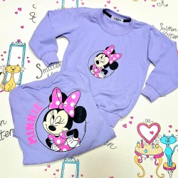 Детска памучна блуза в лилаво с Мини Маус с весел гръб Детска памучна блуза в лилаво с Мини Маус с весел гръб