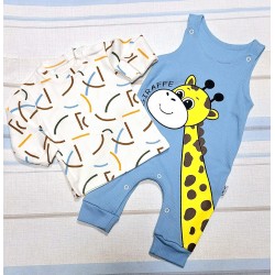 Бебешки памучен гащеризон с блуза  Жирафче