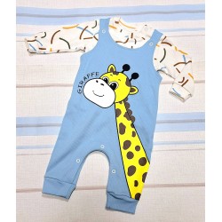 Бебешки памучен гащеризон с блуза Жирафче Бебешки памучен гащеризон с блуза Жирафче