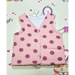 Бебешки мек ватиран елек в розово на точки Бебешки мек ватиран елек в розово на точки