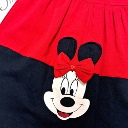 Детска лятна рокля в червено и черно с Мини Маус