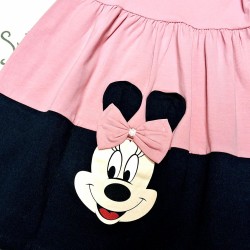 Детска лятна рокля в розово и черно с Мини Маус