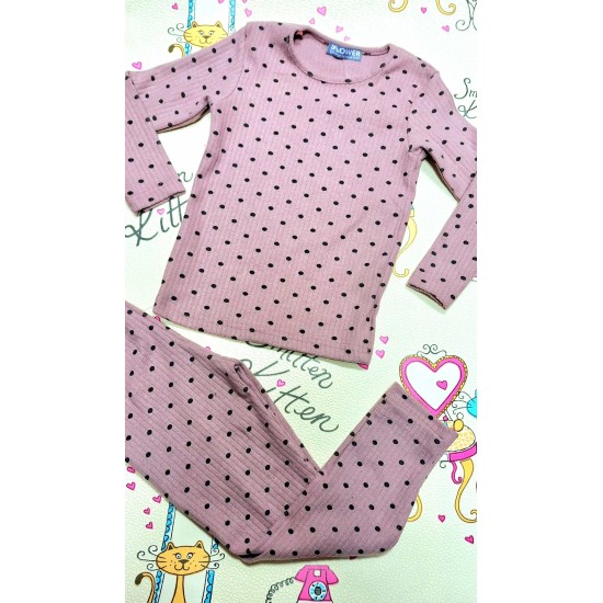 Детски леко ватиран мек комплект в розово на точки Детски леко ватиран мек комплект в розово на точки