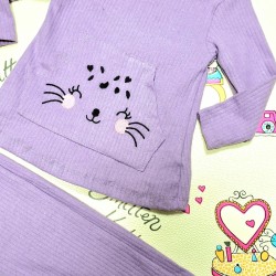 Детски леко ватиран мек комплект в лилаво Коте Детски леко ватиран мек комплект в лилаво Коте