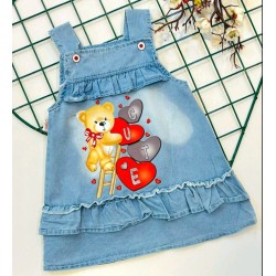 Детски дънков сукман с мече с балони