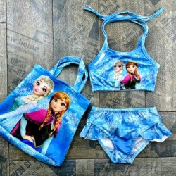 Детски бански 2 части в синьо с чанта Елза и Ана Детски бански 2 части в синьо с чанта Елза и Ана