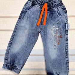 Бебешки сини памучни дънки  Лунички