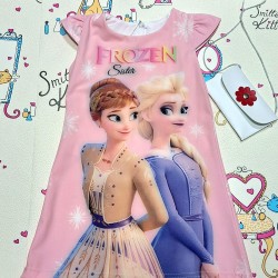 Детска лятна рокля в розово  Елза и Ана