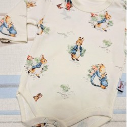 Бебешко памучно боди в бяло Зайчето Питър Бебешко памучно боди в бяло Зайчето Питър