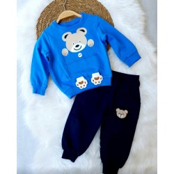Детски комплект от 2части със синя блуза ,,Меченце Детски комплект от 2части със синя блуза ,,Меченце
