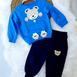 Детски комплект от 2части със синя блуза ,,Меченце