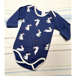 Бебешко боди в тъмносиньо със зайчета Бебешко боди в тъмносиньо със зайчета
