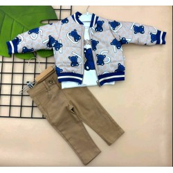 Детски комплект с яке в тъмносиньо и бежово Мечета Детски комплект с яке в тъмносиньо и бежово Мечета