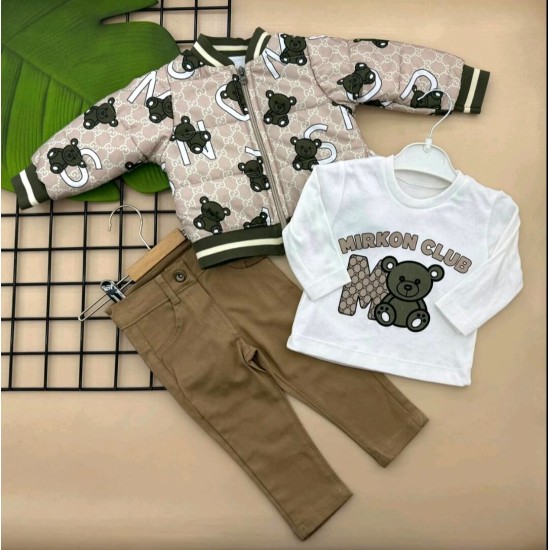 Детски комплект с яке в тъмносиньо и бежово ,,Мечета