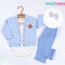 Бебешки комплект с папионка в синьо и бяло Мистър Бебешки комплект с папионка в синьо и бяло Мистър