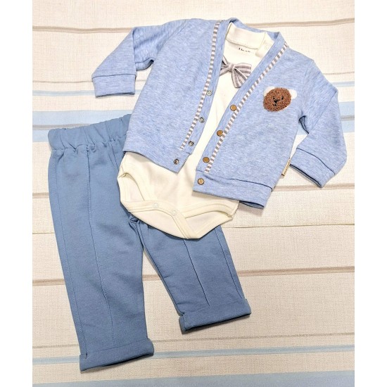 Бебешки комплект с папионка в синьо и бяло Мистър Бебешки комплект с папионка в синьо и бяло Мистър