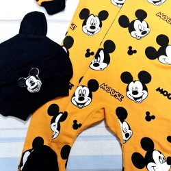 Бебешки гащеризон с шапка в жълто  Мики Маус