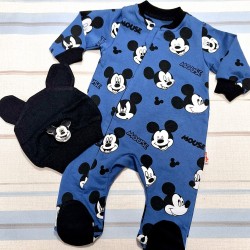 Бебешки гащеризон в синьо с шапка  Мики Маус