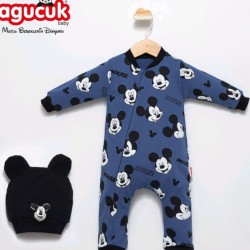 Бебешки гащеризон в синьо с шапка Мики Маус Бебешки гащеризон в синьо с шапка Мики Маус