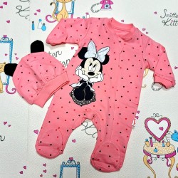 Бебешки гащеризон в цвят корал на точки Мини Маус Бебешки гащеризон в цвят корал на точки Мини Маус