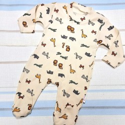 Бебешки гащеризон в бежово с диви животни