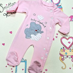 Бебешки памучен гащеризон в розово  Слонче