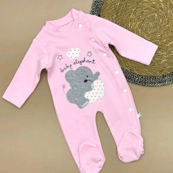 Бебешки памучен гащеризон в розово Слонче Бебешки памучен гащеризон в розово Слонче