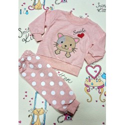 Детски памучен комплект в розово на точки  Коте
