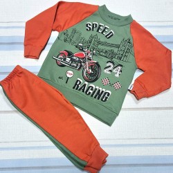 Детски комплект в оранжево и зелено  Мотор