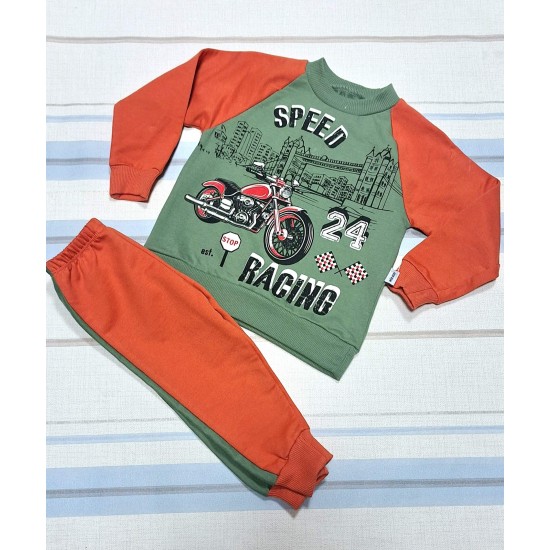 Детски комплект в оранжево и зелено Мотор Детски комплект в оранжево и зелено Мотор