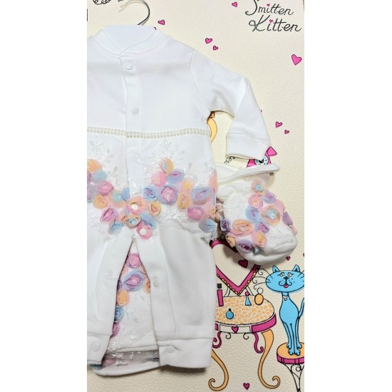 Луксозен комплект с пелена 7части в бяло с дантела 0-3м ,,Принцеса Луксозен комплект с пелена 7части в бяло с дантела 0-3м ,,Принцеса