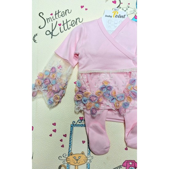 Луксозен бебешки комплект 5части в розово с дантела 0м-3м ,,Принцеса