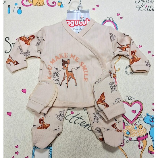 Бебешки комплект за новородено в бежово или бяло  Сърничка