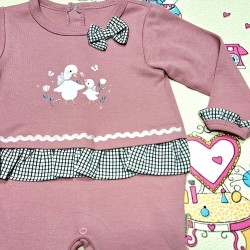 Бебешки гащеризон в розово и пепит  Пиленца