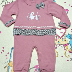 Бебешки гащеризон в розово и пепит  Пиленца Бебешки гащеризон в розово и пепит  Пиленца