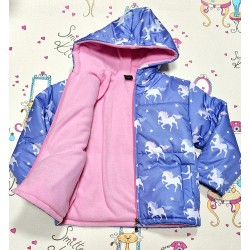 Детско шушляково ватирано яке в лилаво с Еднорози Детско шушляково ватирано яке в лилаво с Еднорози