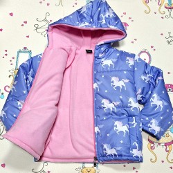 Детско шушляково ватирано яке в лилаво с Еднорози Детско шушляково ватирано яке в лилаво с Еднорози