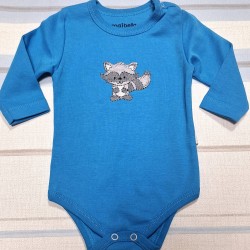 Бебешко памучно боди в синьо с катеричка Бебешко памучно боди в синьо с катеричка