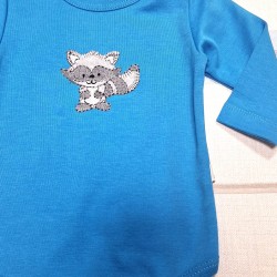 Бебешко памучно боди в синьо с катеричка Бебешко памучно боди в синьо с катеричка