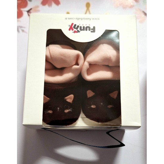 Бебешки памучни буйки чорап в бордо или бяло