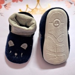 Бебешки памучни буйки чорап в сиво или тъмносиньо