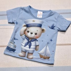 Бебешка лятна тениска в синьо  Мечо моряк